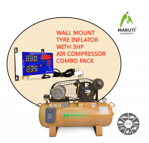 Wall mounted digital tyre infaltor with air compressor